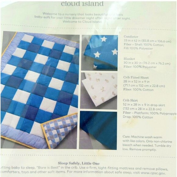 NIB Cloud Island Homespun Stars 4 Pc Boys Nursery Crib Set - Picture 6 of 6